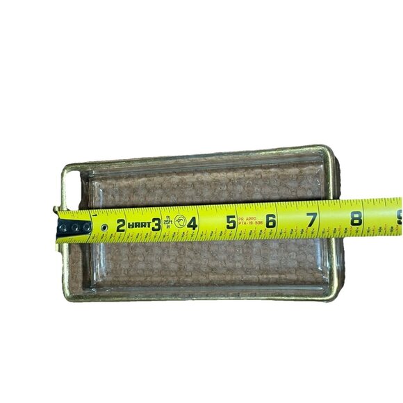 vintage heavy clear glass Rectangular trinket dish with a gold rim - Picture 3 of 4